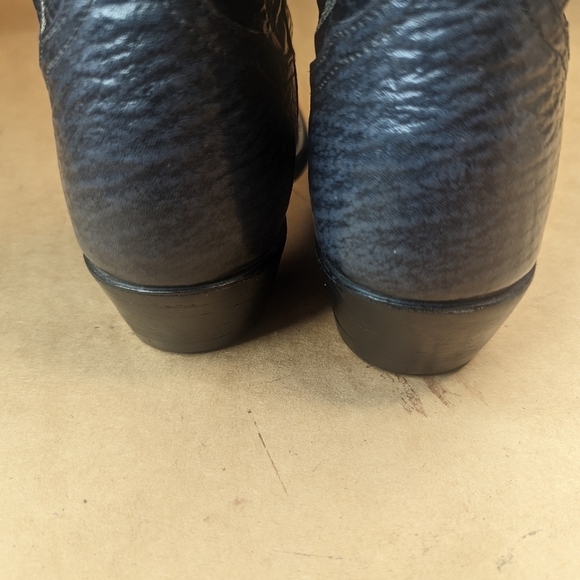Tony Lama boots men's size 9D shrunken Bull Shoulder blue/gray leather classic W - Picture 6 of 12
